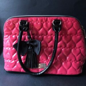 Betsey Johnson Pink Purse w/ Hearts Quilt Pattern